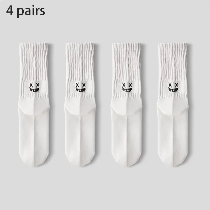 4 Pairs Men's Cotton Work Socks Long Running Breathable Ankle Crew Socks Casual Socks for Men Cycling Socks