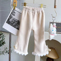 Girls' Corduroy Pants Korean Style - Velvet Thick Flared Leggings for Autumn Winter Loose Trousers Kids