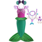 Ariel Little Mermaid Short Sleeve Tulle Dress for Girls Cosplay Princess Costume Carnival Birthday Party Outfit 2-8Y Vestido