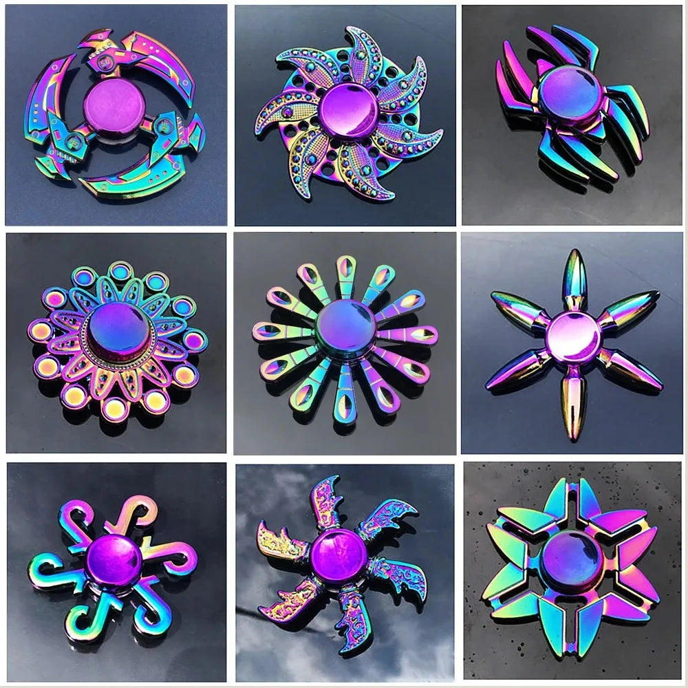New Metal Rainbow Fidget Spinner Gradient Color R188 Mute Bearing EDC Hand Spinner Fingertip Gyro Anti-Anxiety Adult Toys Gifts