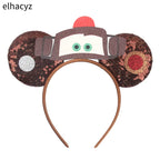 Disney Anime Cars Ears Headbands Women Sequins Bow Hairband Girls Pixar 95 Lightning McQueen Hair Accessories Kids Headwear Gift
