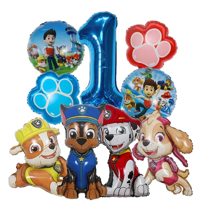 9pcs Cartoon Paw Patrol Dog Chase Balloon Birthday Decoration Number Aluminum Balloons Set Kids Party Supplies Gift Favor Decor