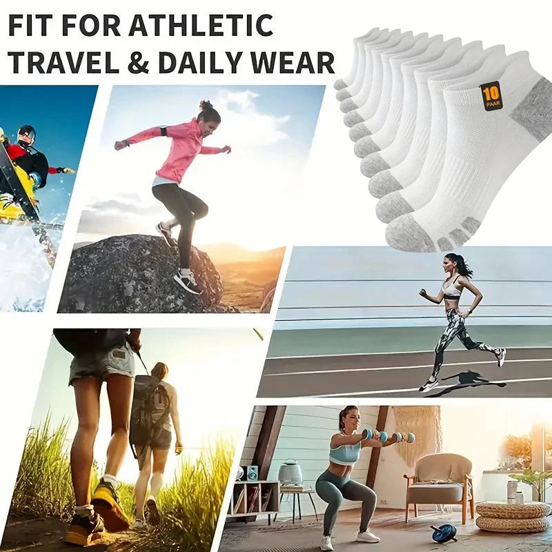 10/30 Pairs Men Women Low Cut Sports Socks Reinforced Wear-Resistant Sweat Absorbing, Breathable Mesh All Season Casual Socks