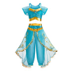 Kids Princess Costume Children Elsa Anna Halloween Dress Girl Jasmine Moana Dinner Dress Rapunzel Mermaid Pageant Disguise 3-10Y