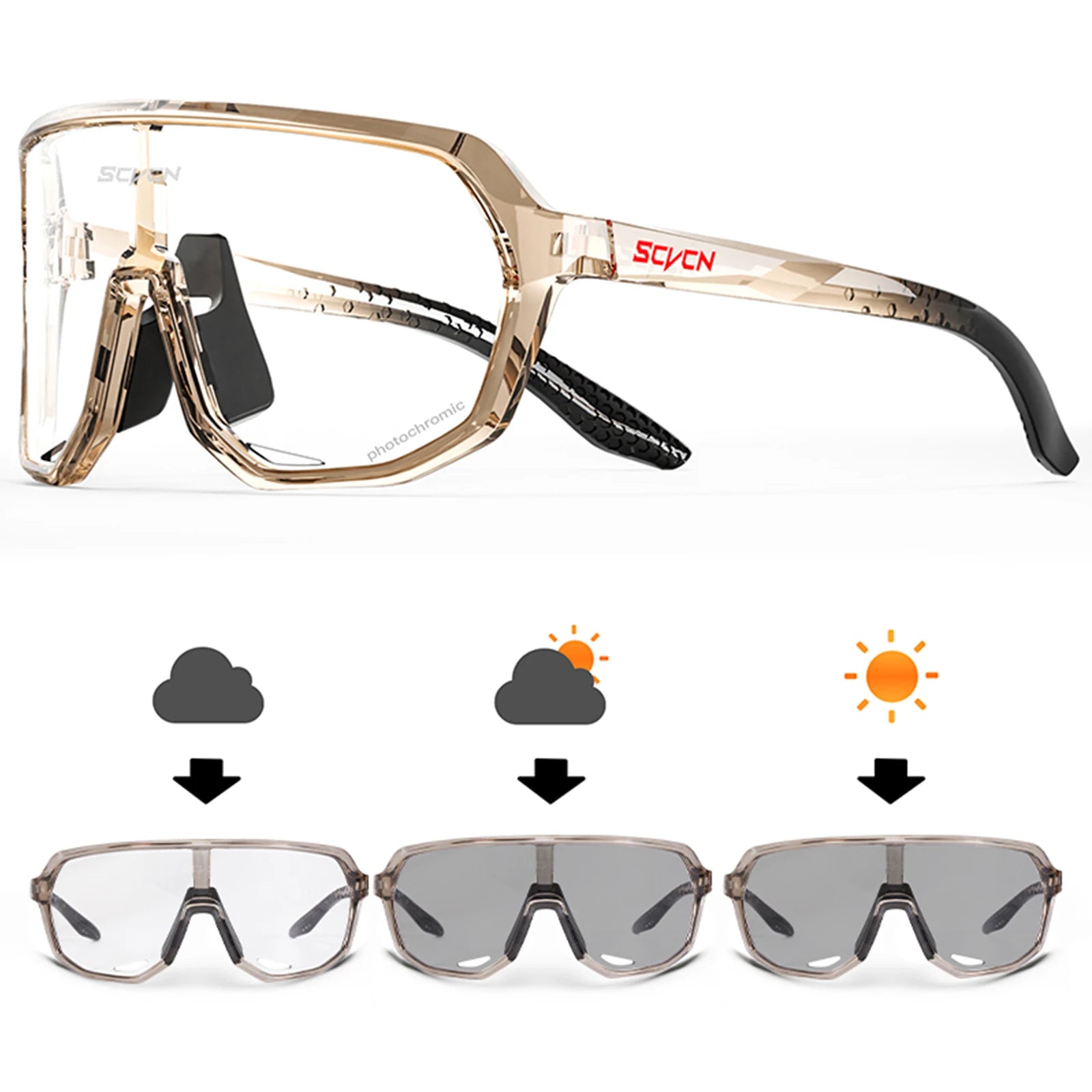 SCVCN Hiking Eyewear Sports Glasses for Men MTB Bike Bicycle Sports UV400 Hunting Driving Cycling Glasses Fashion Sunglasses