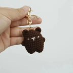 Cute Small Bear Couple Keychains Knitting Cartoon Bear Mini Animal Doll Keyrings Crochet Keychain Wholesale Custom Acceessories