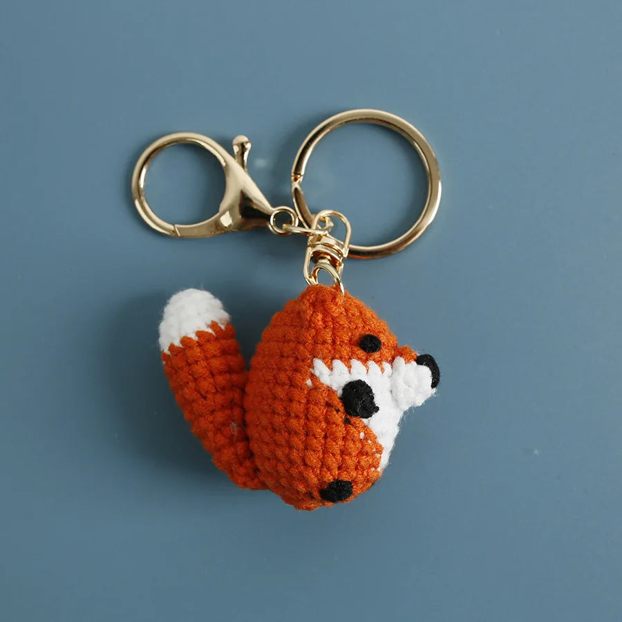 Cute Small Bear Couple Keychains Knitting Cartoon Bear Mini Animal Doll Keyrings Crochet Keychain Wholesale Custom Acceessories