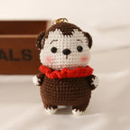 Creative Small Animal Doll Handmake Crochet Keyrings For Bag Pendant Cartoon Puppy Keychain Knitting Animal Doll Keyring Custom