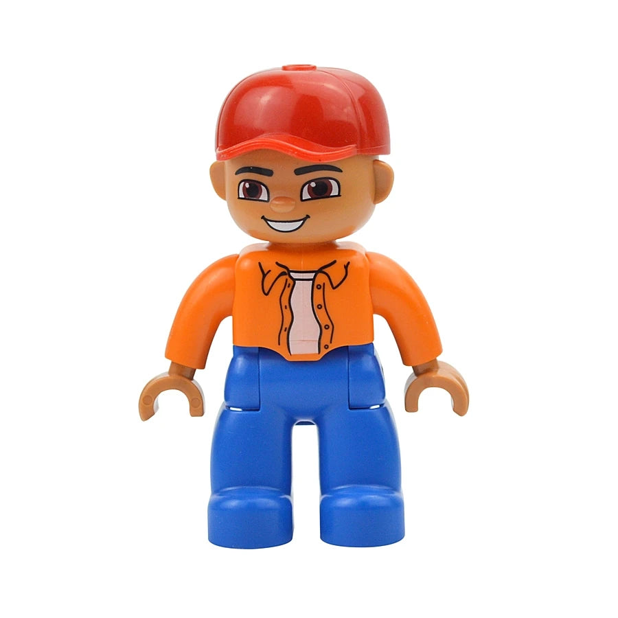 Big Size Figures Building Block Doll Family Farmer Pirate Worker Doctor Policemen Large Brick Compatible Build House Duploes Toy