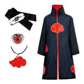 Anime Akatsuki Cosplay Costume Red Cloud Robe with Necklace Headband Ring Set for Role Play Child and Adult Game Costume