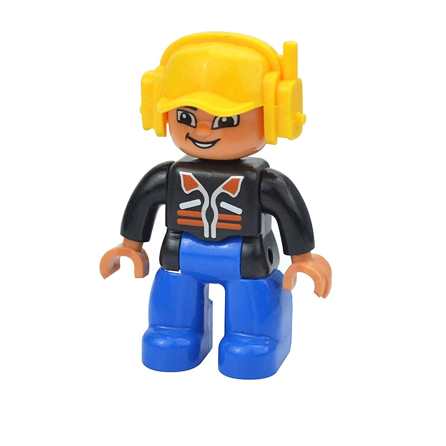 Big Size Figures Building Block Doll Family Farmer Pirate Worker Doctor Policemen Large Brick Compatible Build House Duploes Toy