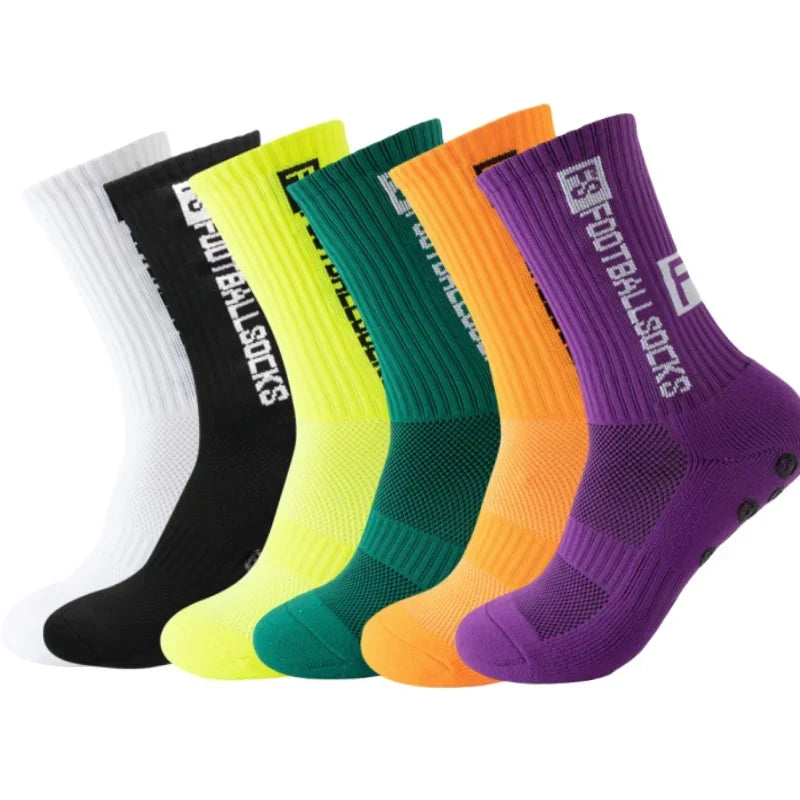 6Pairs/Lot FS Football Socks New Style Round Silicone Suction Cup Grip Anti Slip Soccer Socks Sports Men Baseball Rugby Socks