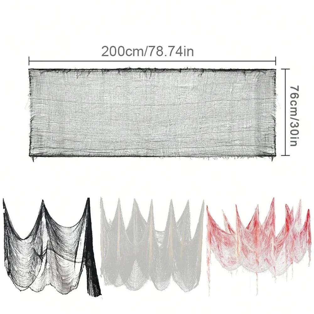 Halloween Bloody Gauze Decorations,Horror Bloody Cloth Bandage,Door Curtainsss,Halloween Haunted House Party Props