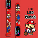 Mario Bros Digital Watch for Kids Waterproof Sport Wristband Luigi Princess Peach Yoshi Bowser Action Figures Children