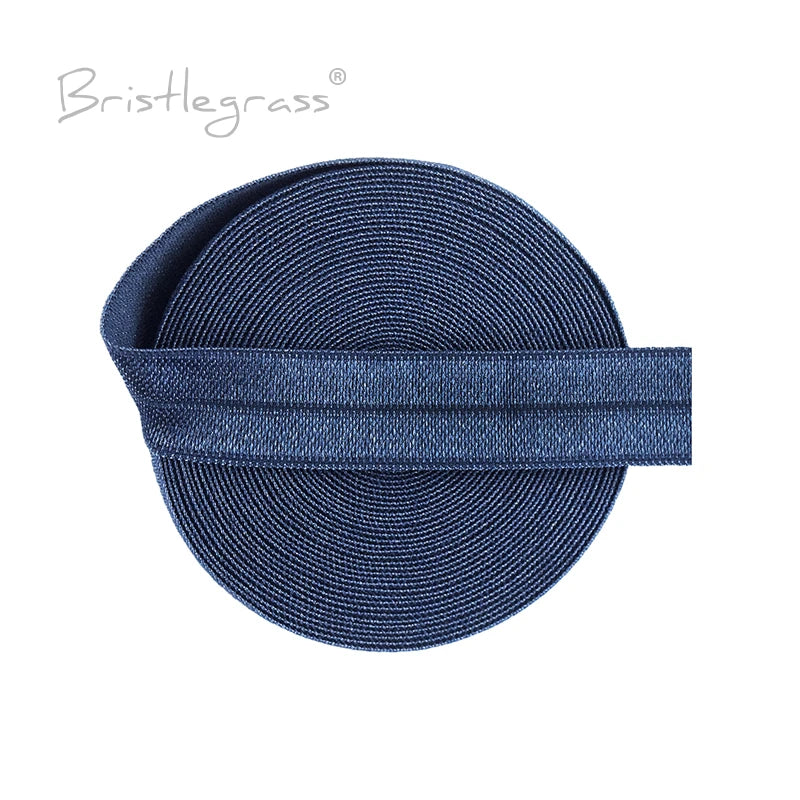 BRISTLEGRASS 2 5 10 Yard 5/8" 15mm Solid FOE Shiny Fold Over Elastic Spandex Satin Band Hair Tie Headband Dress Sewing Lace Trim