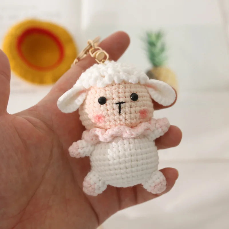 Cute Rabbit Doll Crochet Keyrings Handmaking Knitting Rabbit Keychains Cartoon Carrot Rabbit Keyrings Pendant Custom Accessories