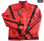 Michael Jackson Costumes Red Leather Jacket for Thriller Cosplay Halloween Adults XS-4XL