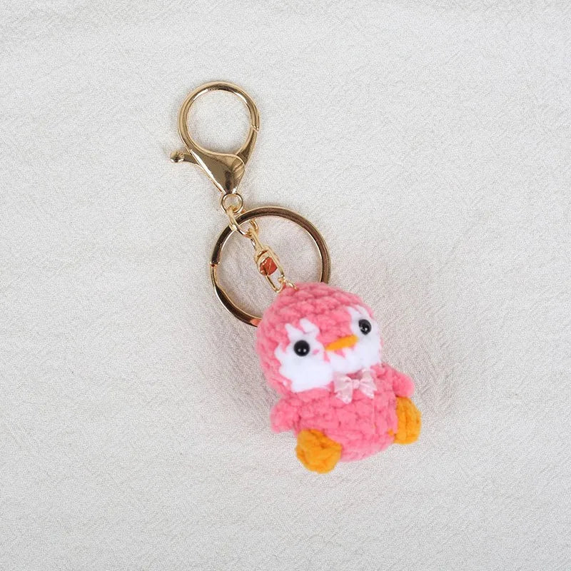 Mini Penguin Series Crochet Keychain For Car Keys Pendant Cartoon Animal Doll Keyrings Knitted Penguin Keychain Custom Accessory