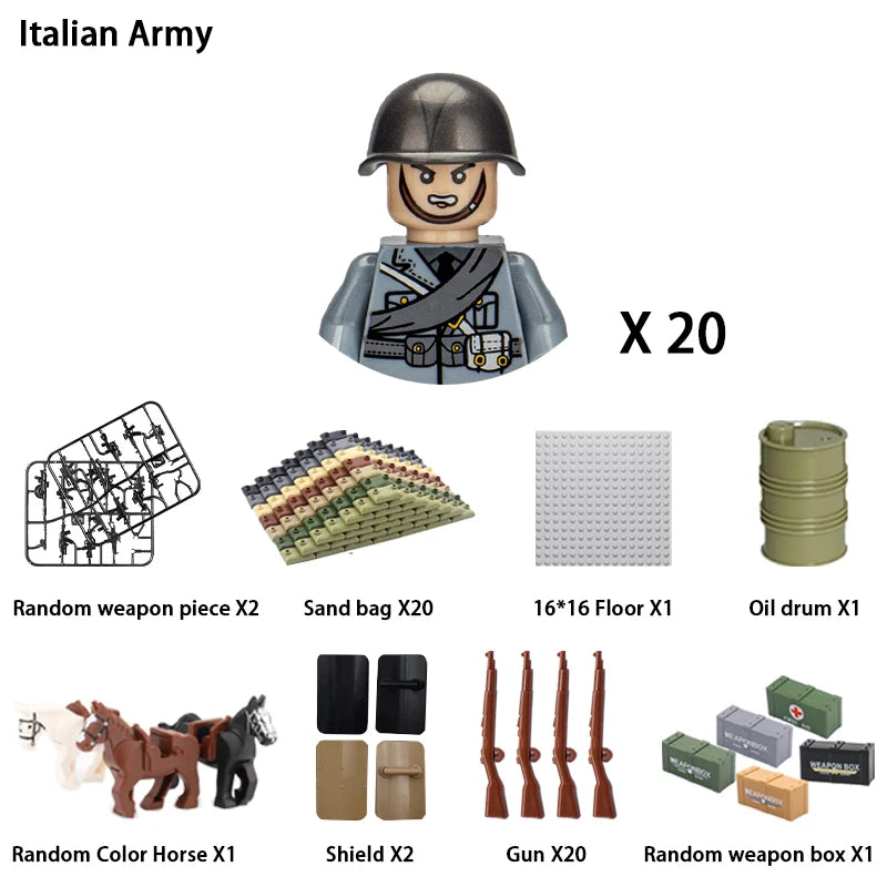 40/set World War II military building blocks National army soldier Character weapon assembly building block Children's toy gifts