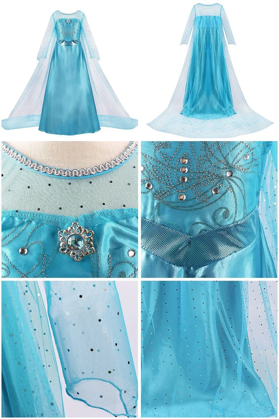 Girls Elsa Anna Dress Children Princess Carnival Dress Kids Jasmine Rapunzel Pageant Flower Disguise Birthday Cosplay Costume