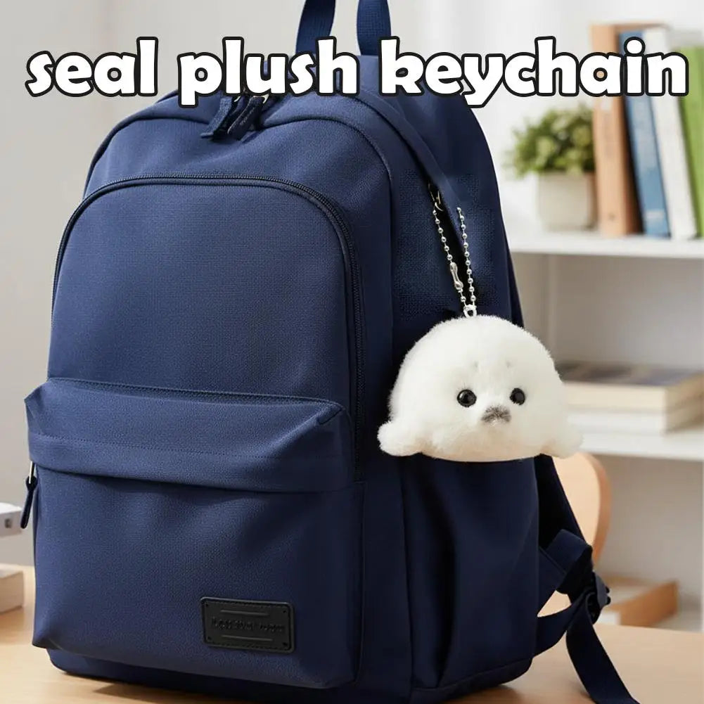 Soft Grey Seal Plush Keychain White Seal Plushies Animal Pendant Fashion Stuffed Doll Keyring Car Key Accessories Car Ornaments