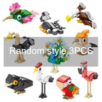 MOC Animal Scene Building Blocks Zoo Ducks Cat Dog Penguin Eagle Dove Wolf Bear Deer Shark Snake Mice Sheep DIY Toys Bricks K055