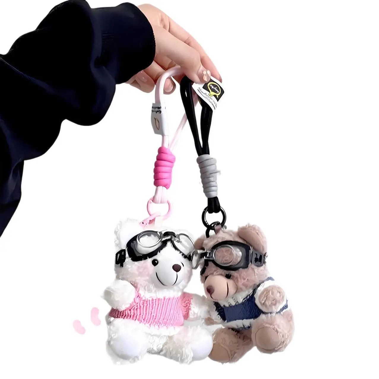 Cartoon Small Bear Keychain Plush Brown Bear Clothes Lovely Glasses Bear Doll Keychain Gifts NOTE: Glasses are not included.