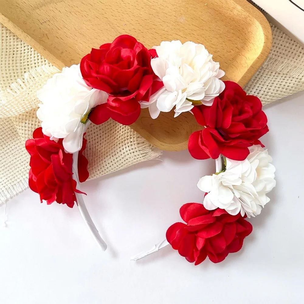 Artificial Floral Headband Flower Crown For Women Girls Bohemian Wedding Party Hair Accessories Boho Festival Photography Props