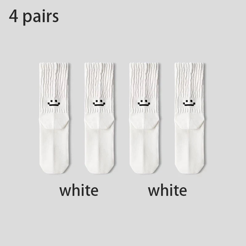 4 Pairs Men's Cotton Work Socks Long Running Breathable Ankle Crew Socks Casual Socks for Men Cycling Socks