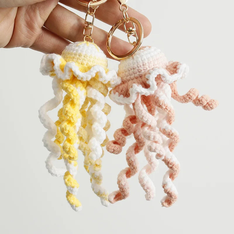 Funny Shrimp Doll Crochet Keychain Handmaking Clown Fish Knitting Keyrings Cute Shrimp Keyrings Bag Pendant Custom Accessories