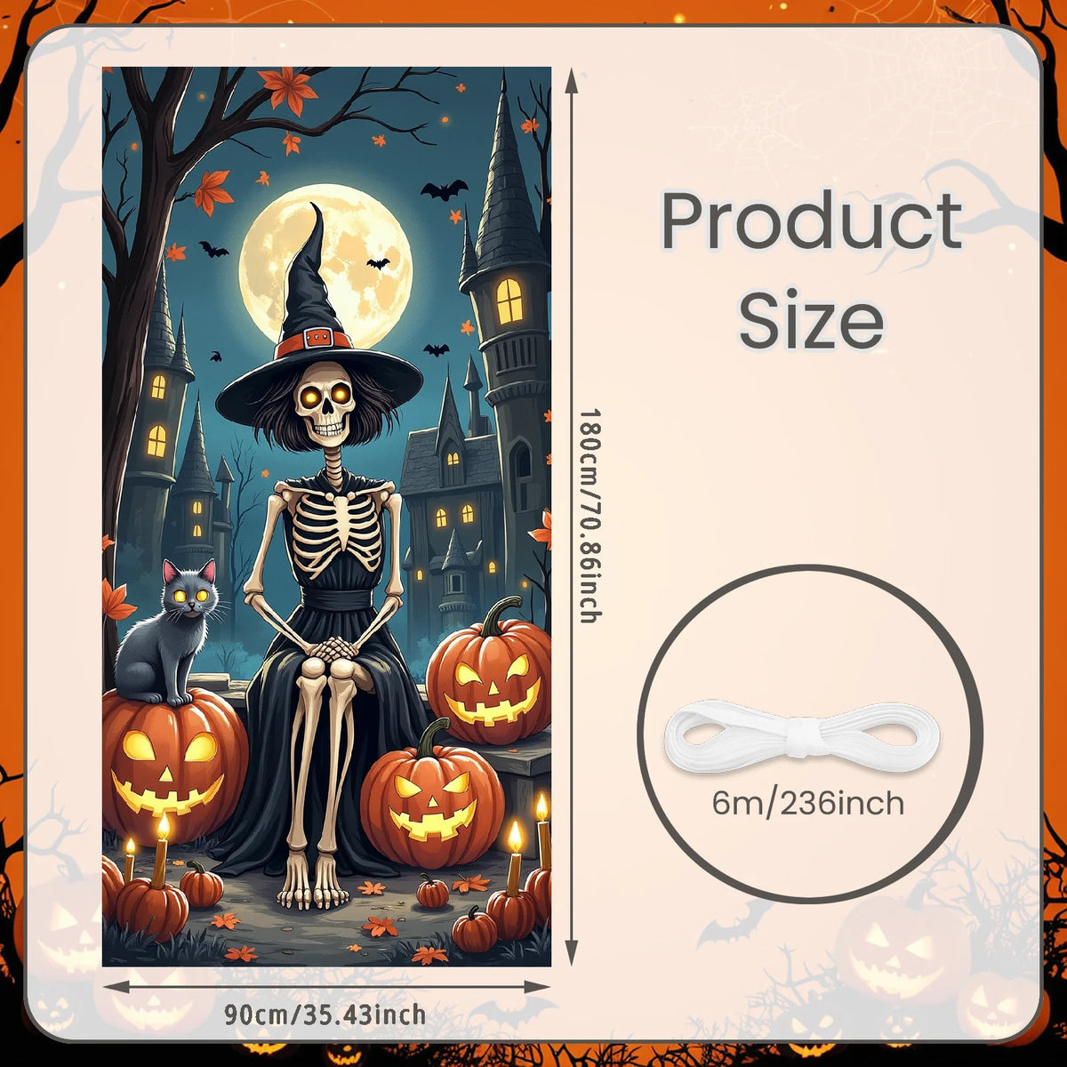 72.83x35.43 Inch Halloween Door Banner Polyester Ghost Hospital Scary Head Scene Decoration Halloween Party Supplies Photography