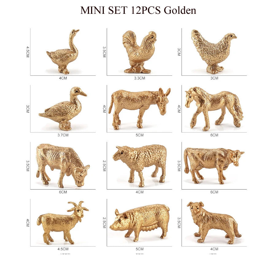 Simulation Mini  Farm Poultry Puppy Crocodile Pegasus Monkey Bird Wildlife Figurine Animal Model Sets Education Kid Toys