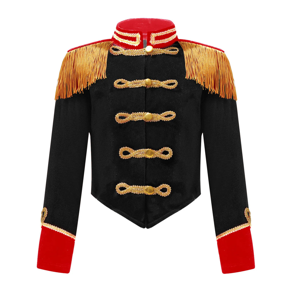 Girls Boys Halloween Nutcrackers Costume Set Drum Trumpet Team Tassel Jacket Coat Hat for Drummer Performance Circus Ringmaster