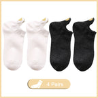 4 Pairs Lot Fashion Socks Women 2026 New Spring Cotton Color Novelty Girls Cute Heart Embroidery Casual Funny Ankle Socks Pack