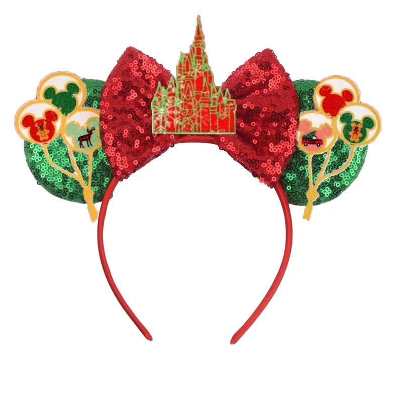 2026 Trip Mouse Ears Headband for Girls Women Sequin Castle 5"Bow Hairband Festival Party Cosplay DIY Hair Accessories