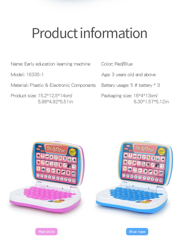 English Learning Small Laptop Toy for Children.Kids. Boys and Girls Computer for Aphabet ABC.Numbers.Words.Spelling.Maths.Music