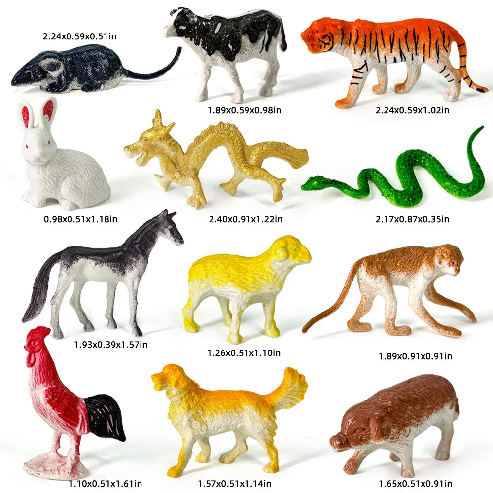96pcs Animal Model Wild Jungle Zoo Plastic Action Figures Tiger Lion Collection Model Doll Educational Toy for Children Gift
