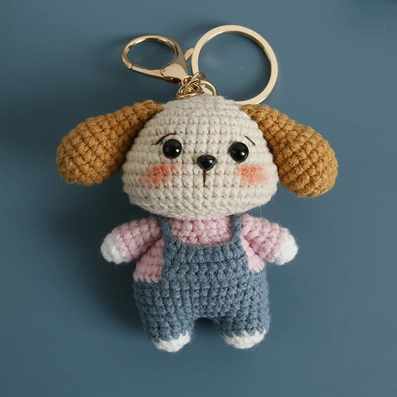Cartoon Animal Doll Series Handmake Crochet Keychain Cute Sheep Doll Keyrings Crochet Puppy Keychains Gifts Custom Accessories