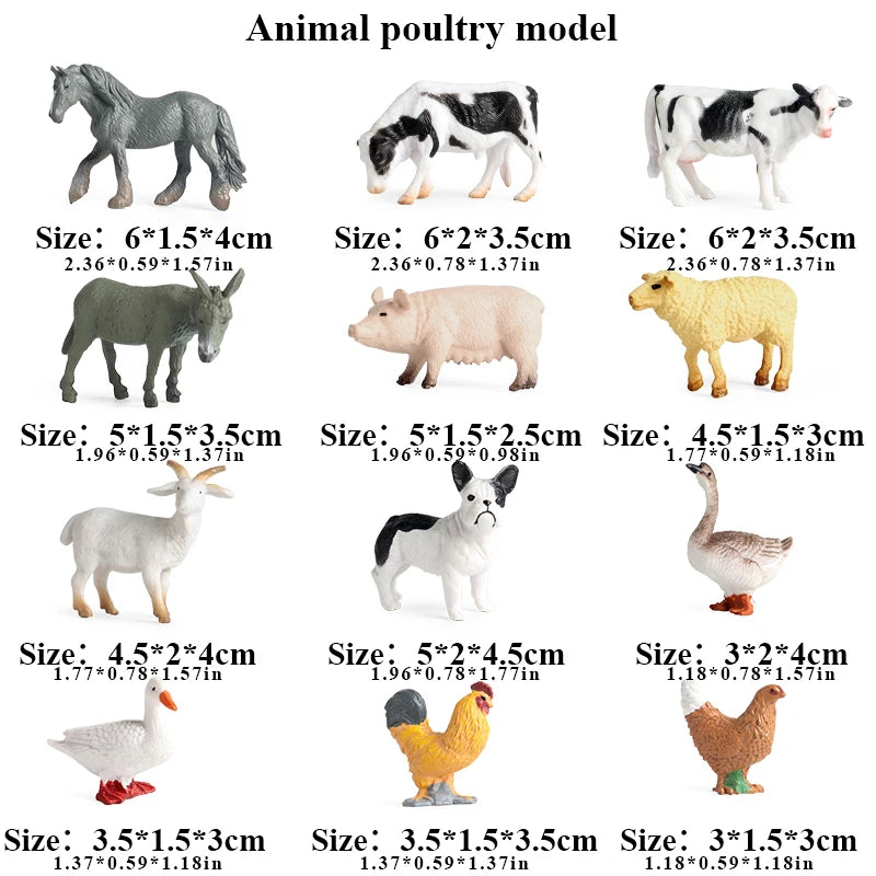 Oenux Montessori Miniature Lion Shark Horse Dinosaur Animals Model Set Action Figures Figurine Zoo Cute Education Kids Toy Gift