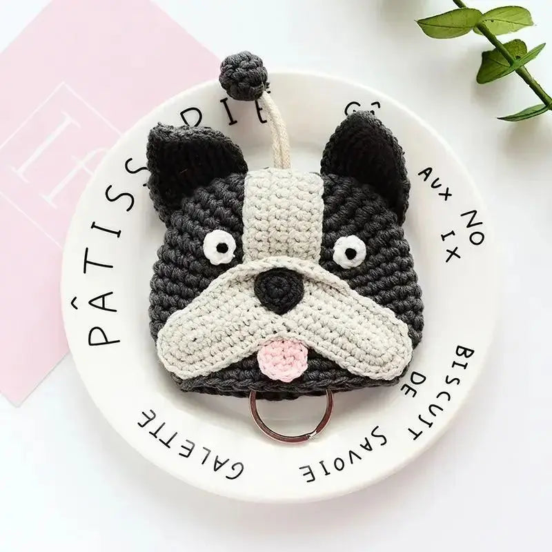 Cute Animal Doll Crochet Keychains For Keys Storage Funny Puppy Series Knitted Bag For Car Keys Holder Keyrings Custom Wholesale