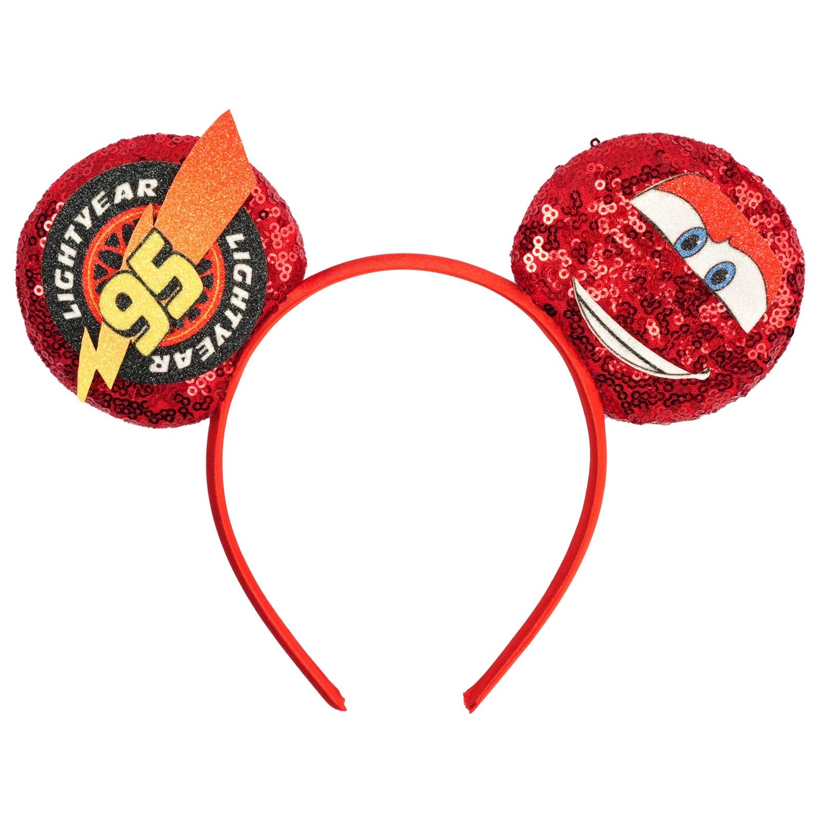 Disney Anime Cars Ears Headbands Women Sequins Bow Hairband Girls Pixar 95 Lightning McQueen Hair Accessories Kids Headwear Gift