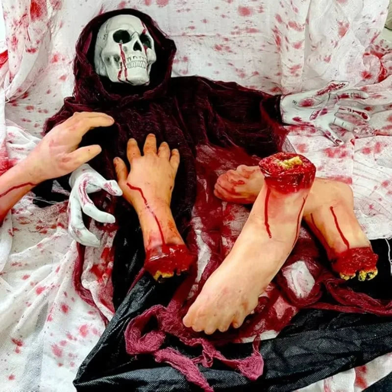 Horror Halloween Decoration Lifelike Bloody Severed Limbs Set Terrifying Fake Body Parts for Haunted House Prank Party