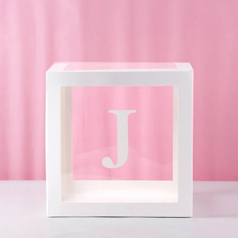 Transparent Letter Balloon Box Baby Shower Decorations Happy Birthday Wedding Decor 1st Birthday Party Supplies Balloon Box
