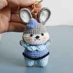 Cute Mushroom Rabbit Crochet Keychains Handmaking Crochet Cartoon Rabbit Doll Keyring For Bag Pendant Knitted Animal Doll Custom