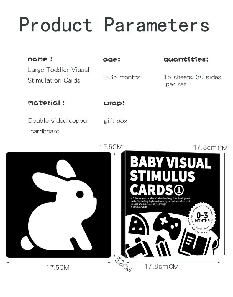 Baby Visual Stimulation Cards Montessori High Contrast Flash Card Infant Gift For Children Cognition Toy