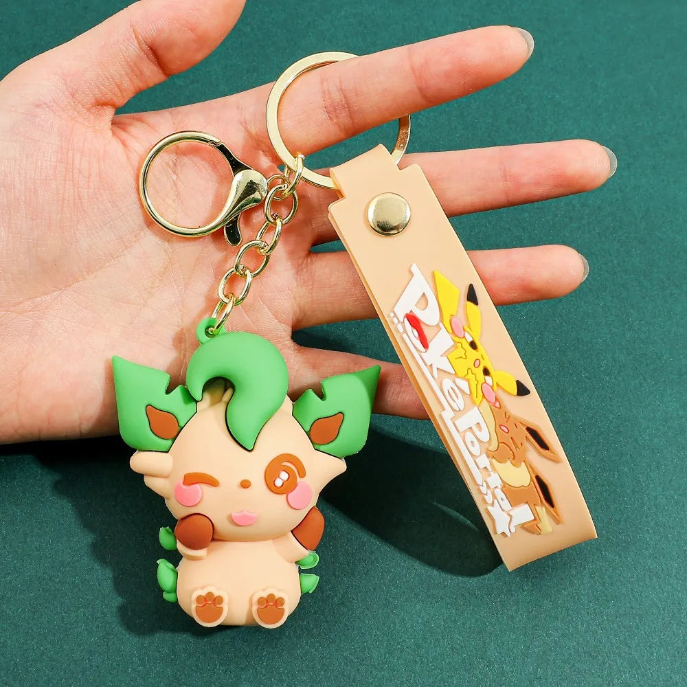 Eevee Keychain Evolution Set, Flareon Jolteon Vaporeon Plush Keychain, Pokémon Eeveelutions Key Ring for Fans