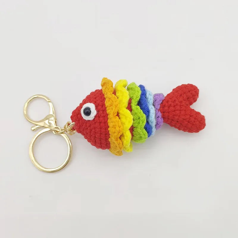 Unique Stingray Design Crochet Keychain Handmaking Knitted Fish Keyrings Cute Marine Series Knitting Keyrings Custom Accessories