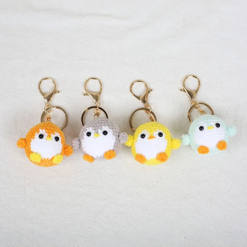 Mini Penguin Series Crochet Keychain For Car Keys Pendant Cartoon Animal Doll Keyrings Knitted Penguin Keychain Custom Accessory
