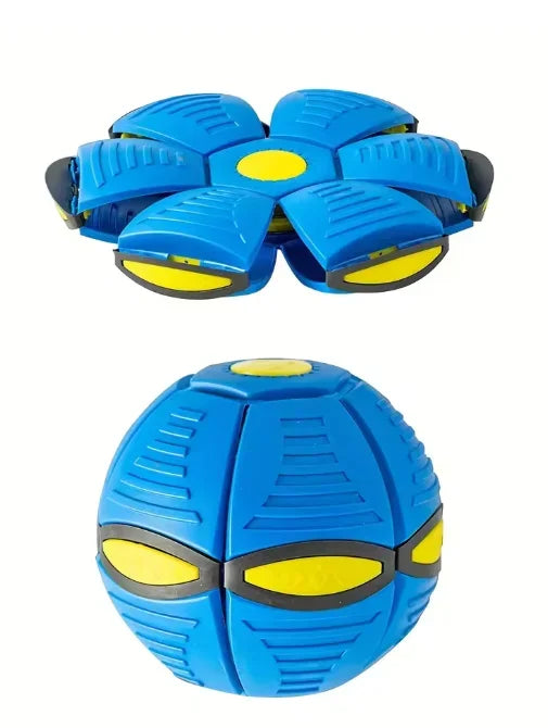 Magic UFO Flying Flat Disc Ball Toy with LED Light Outdoor Garden Sport Deformable Stress Relief Vent Ball for Kids Boys Girls