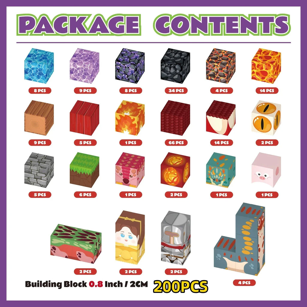 FUNXINEE Dinosaur Theme Park NEW Magnetic Blocks, 3D DIY Dinosaur Model, STEM Construction Toy, Creative Birthday Gift For Kids